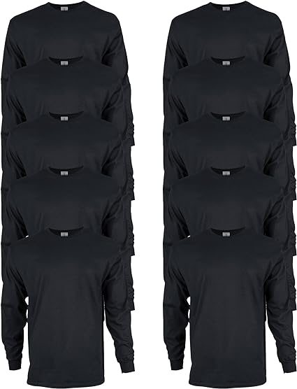 GILDAN T-Shirt Ultra Cotton Long Sleeve T-shirt, Style G2400 Men's (Pack of 10)