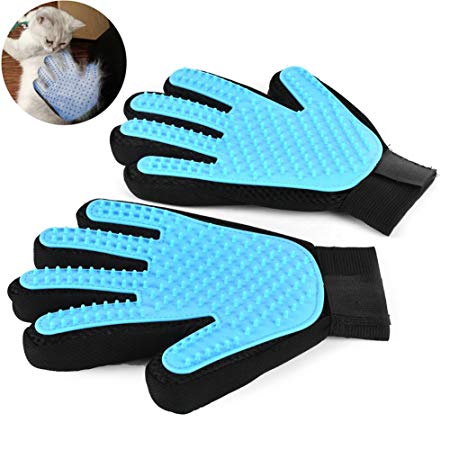 Wantell Grooming Glove Pet Grooming Glove for Dog and Cat Shedding Brush Silicone Pet Hair Removal Glove Hair Removal Mitts