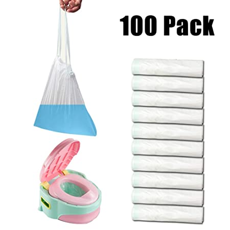 Jelacy Potty Chair Bags (100 Pack),Disposable Travel Potty Chair Liners for Kids and Baby