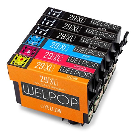 WELPOP 6 Pack Replacement Epson 29XL Ink Cartridge 1Set 2Black High Yield Compatible With Epson Expression Home XP-235 XP-335 XP-245 XP-432 XP-332 XP-247 XP-435 XP-442 XP-345 XP-445 Printer