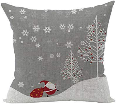 Nunubee Cotton Linen Home Square Cushion Cover Decorative Throw Pillow Case Sofa Pillow Snowman 2