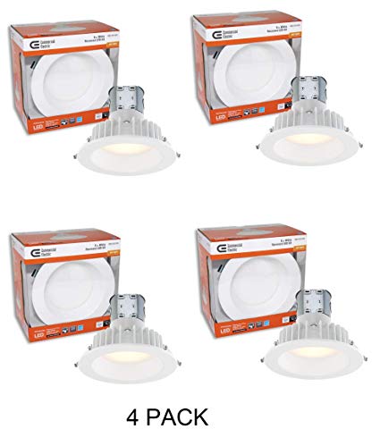 Commercial Electric Easy Up 6" Soft White LED Recessed Baffle Kit CER608943WH30 (4 Pack)