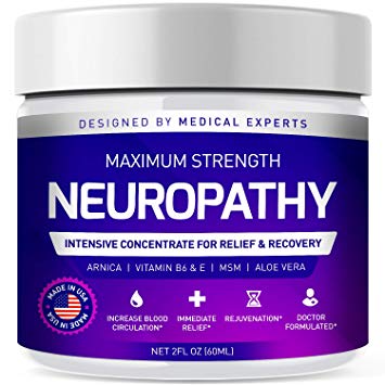 Neuropathy Pain Relief Cream - Maximum Strength Nerve Support for Leg Hand Foot Toe Pain Relief, Includes Arnica, MSM, Menthol, Instant Soothing Relief, Fast-Acting Anti-Inflammatory 2oz
