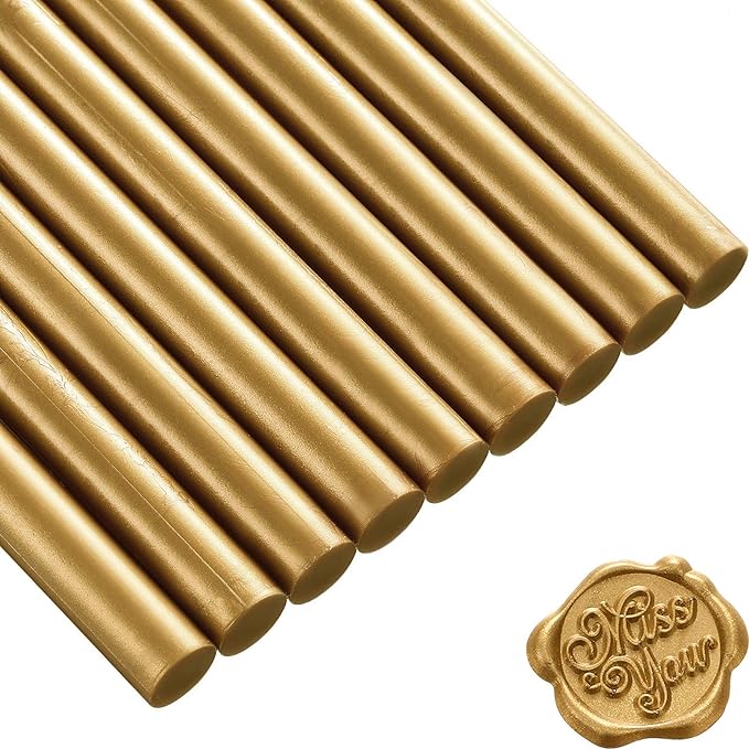 Nuanchu 15 Pieces Glue Gun Sealing Wax Sticks for Retro Vintage Wax Seal Stamp and Letter, Great Invitations, Cards Envelopes, Snail Mails, Wine Packages, Gift Wrapping (Bronze)