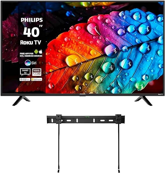 PHILIPS 40-Inch LED-LCD FHD 1080p Smart TV Works with Google Home/Siri   Free Wall Mount (Renewed)