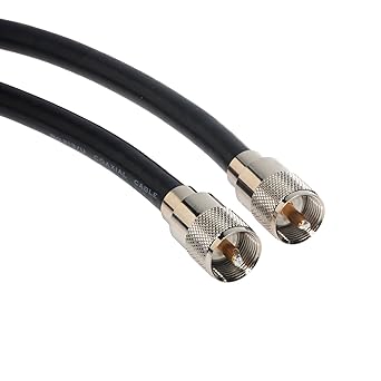 Amphenol CO-213UHFMX20-015 Black RG213 UHF PL-259 Coaxial Cable, 50 Ohm, Male to Male, 15'