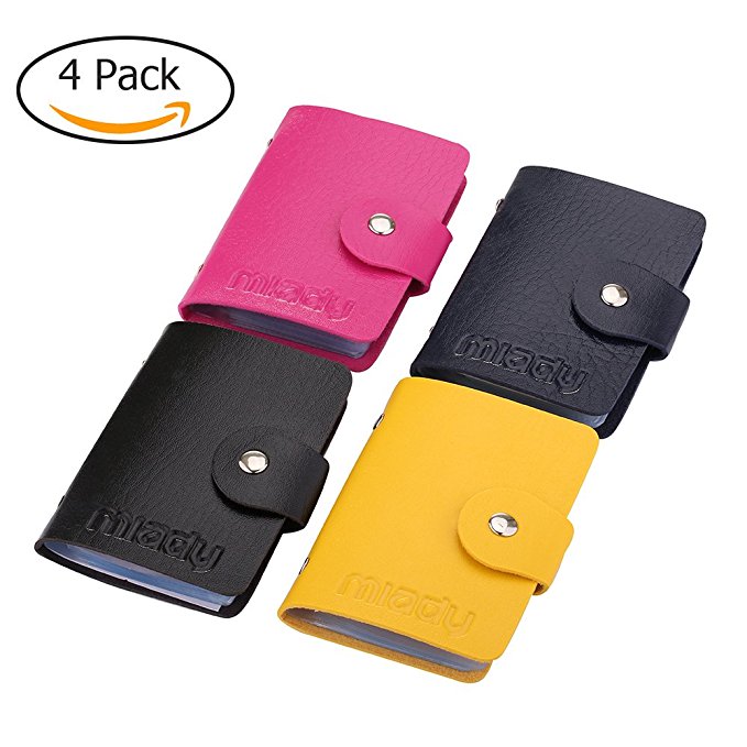 Miady PU Leather Portable Credit Card Holder with 24 Card Slots - 4 Pack