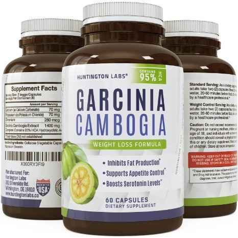 BEST GARCINIA CAMBOGIA 9681 Potent Appetite Control 9681 HCA Supplement - Great fat burner for male and female - high potency - fast acting capsules 9681 Huntington Labs  60 capsules
