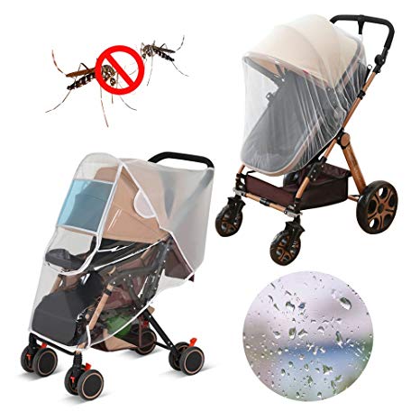 LEMESO Stroller Rain Cover Waterproof Baby Mosquito Net Universal with Ventilation Design for Travel Outdoor-Protect Baby Friendly-Adjustable Use and Carry