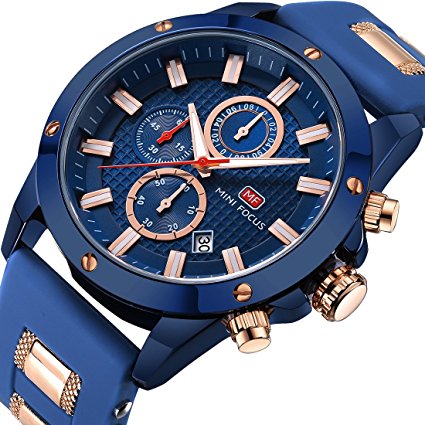 MF MINI FOCUS Men Sport Watches Chronograph Fashion Waterproof Quartz Wrist Watch for Friend Gift