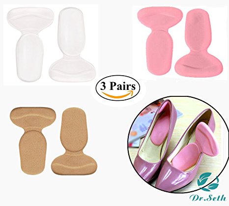 Dr.Seth High Heel Shoe Pads,High Heel Gel Inserts for Women,Prevent Abrasion Blisters Pain T-shape 3Pairs