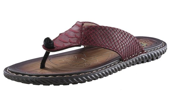 Norocos Men's Flip Flops Casual Leather Sandals