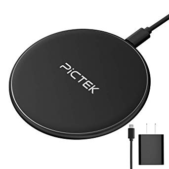 Wireless Charger for iPhone X 8 8 Plus Qi 5W Wireless Charger for Galaxy S9/S9  Note 8 S8/S8  /S7/S7 Edge S6 Edge  Note 5,Standard Charging Pad Stand for All Qi Enabled Phones with AC Adapter PICTEK