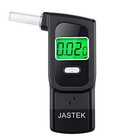JASTEK Breathalyzer Professional Grade Portable Digital Alcohol Tester with 5 Mouthpieces -Black