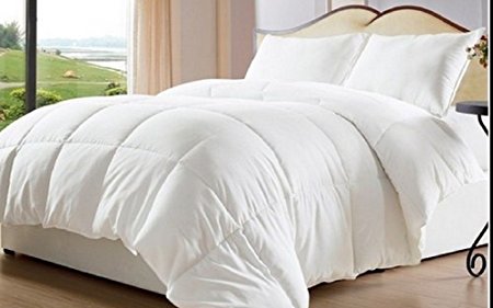 Oversized-Reversible Solid & Striped-Down Alternative Comforter with Corner Tabs-King - Exclusively by BlowOut Bedding RN #142035