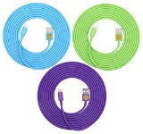 3PCS of HEAVY-DUTY Lightning to USB Sync Charger Data Cable Cord 10ft  3m for iPhone 5s  5c  5 iPhone 6  6plus ipad Air  Mini  iPod Touch 5 and Nano 7 - blue green purple