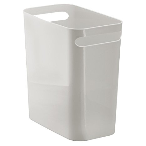 InterDesign Wastebasket Trash Can for Bathroom, Office, Kitchen - 12", Light Gray