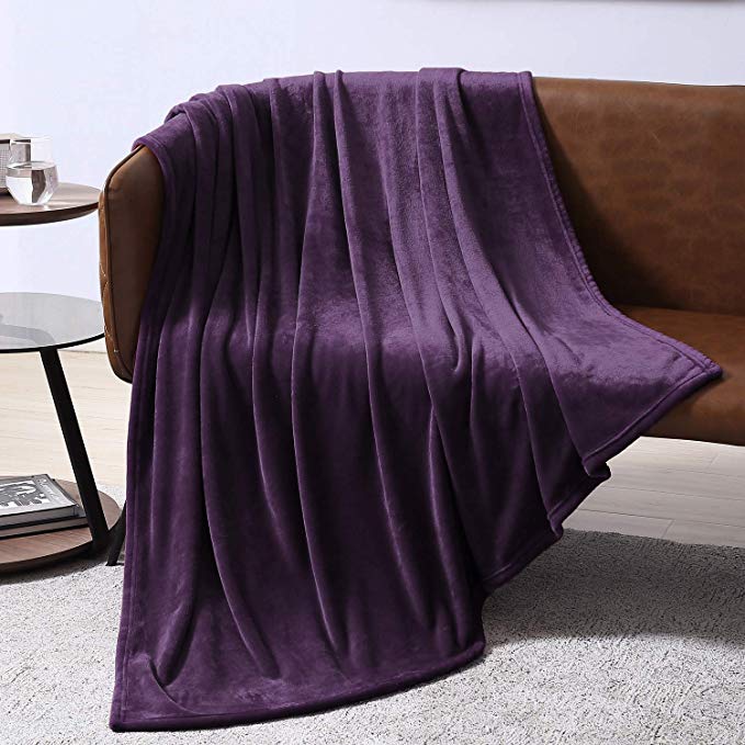 EXQ Home Fleece Blanket Twin Size Purple Throw Blanket for Couch or Bed - Super Soft Microfiber Fuzzy Flannel Blanket for Adults or Kids