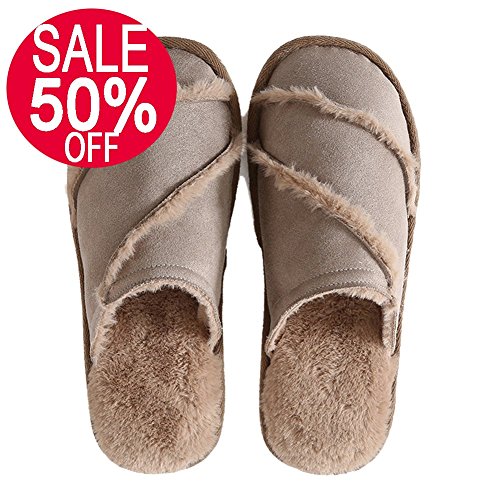 FITORY Women's Slippers Soft Suede Plush Lined Slip On Memory Foam Clog For Indoor House