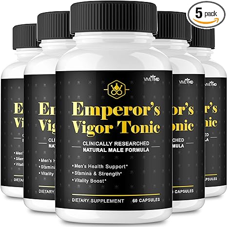 Emperor's Vigor Tonic Mens Health Supplement Male Endurance Pill Energy Supplement Natural Men Tonic For Stamina Vitamins Mens Fitness Supplements Mens Energy Vitamins Natural Diet Supplement (5 Pack)