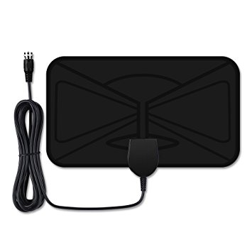 Homasy Indoor HDTV Antenna, 25 Miles Digital HDTV Antenna with 10ft High Performance Coax Cable, Extremely Soft Design and Lightweight, Black