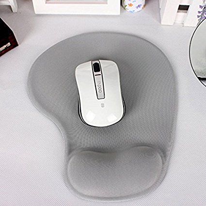 Mouse Pad - BADALink Comfort Fabric Covered Gel Silicone & Cotton Lycra Design Mouse Pad / Mouse Mat Wrist Rest Support - Gray