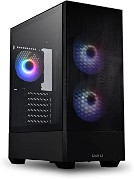 LIAN LI Mesh Airflow ATX PC Case Gaming Computer Case Mid-Tower Chassis with 3 ARGB PWM Fans Pre-Installed, Mesh Front Panel, Tempered Glass Side Panel, Water-Cooling Ready(LANCOOL 205 MESH, Black)