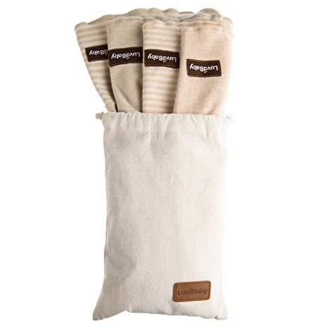 Burp Cloths - 4 Pack - Undyed Organic Cotton - Neutral Color Burping Spit Up Cloths for Baby Boys and Girls