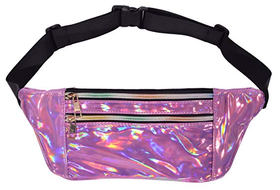 Woogwin Holographic Running Belt Waist Pack Water Resistant Travel Runners Belt Fanny Pack Fitness: Outdoors Running, Cycling, Hiking, Climbing Adjustable Running Elastic Belt, Fit Phones