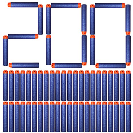 AMOSTING Nerf Darts 200PCS Nerf Bullets Round Head Refill Pack for N-Strike Elite Zombie Strike Rebelle - Blue