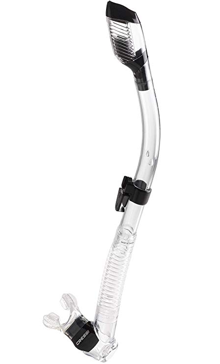 Cressi Adult Diving Dry Snorkel with Splash Guard and Top Valve | Supernova Dry: designed in Italy