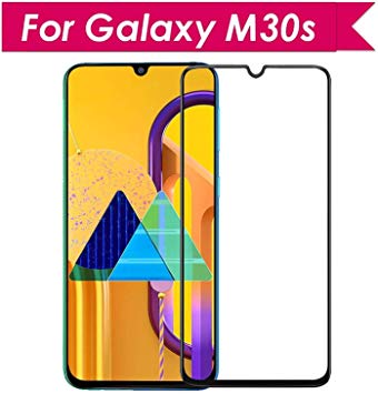 GLYNO INFOTEL™ 6D Full Glue Edge-to-Edge Coverage [9h Hardness][HD Clear] Screen Protector Tempered Glass for Samsung Galaxy M30s - (Black Edition)
