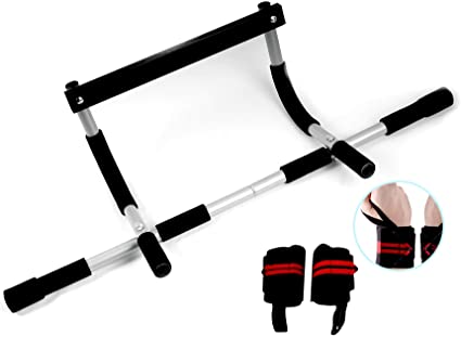 ENAVANT Heavy Duty Doorway Pull Up Bars, Chin Up Bars, with Wrist Wraps Included, Compatible with Most of Door Frame, No Drilling Required…