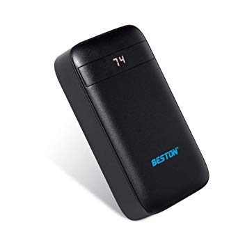 BESTON Portable Charger 10000mAh Power Bank with USB and TYPE-C Port, 10 Fast Input and 12W Fast Output Recharge External Battery Pack with LED Power Display for iPhone iPad Galaxy Android Phone Black