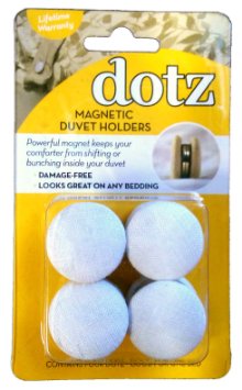Duvet Dotz - Duvet/Comforter Strong Magnetic Fasteners (Comforter Grips/Duvet Cover Clips/Magnetic Duvet Clip/Duvet Donuts (1 Set or 4 - Enough for 1 Bed))