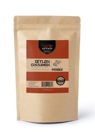 Herb Affair Organic Ceylon Cinnamon Powder Freshly Ground - 1 Pound Bulk Package - Also Referred to As True Cinnamon or Real Cinnamon