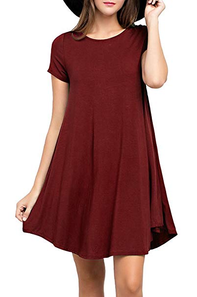 Viishow Women's Summer Basic Short Sleeve Casual Loose T-Shirt Dresses