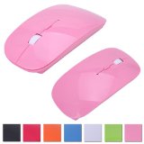 HDE Sleek Ergonomic Curved Wireless 24 GHz Optical Slim Mouse with DPI Switch Pink