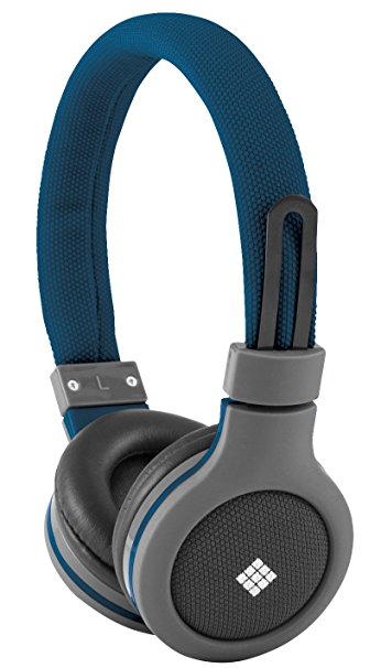 Polaroid PHP120BL Canvas Headphones With Mic, Noise Isolation Blue