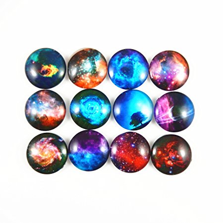 JulieWang 20pcs 20mm Mixed Style Mistery Space Galaxy Nebulae Glass Round Cabochons FlatBack Cameo for Jewelry Making
