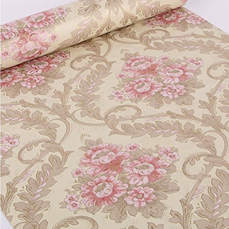 SimpleLife4U Vintage Peony Damask Contact Paper Decorative Shelf Drawer Liner Peel & Stick 17x118 Inches