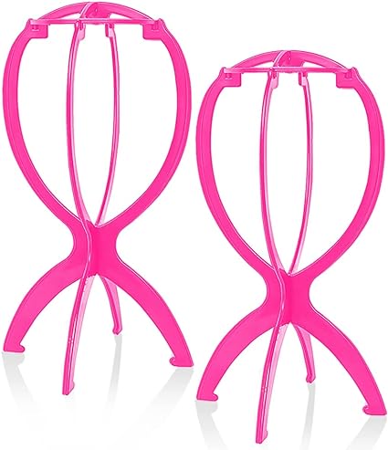 Grammy Wig Stand for Wigs, Portable Head Stands for Hats ,2 Pack Pink