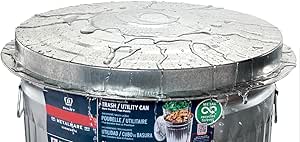 Trash Can Lid, Galvanized Steel Silver for 31 gal Cans