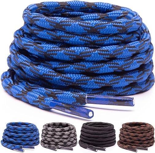 Miscly Non Slip Round Wave Shape Boot Laces, Heavy Duty Shoelaces for Boots, Work Boots & Hiking Shoes [1 Pair]