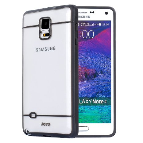 JOTO Galaxy Note 4 Case - Slim Fit Hybrid Bumper Cover Case Flexible TPU  Hard PC Exclusive for Samsung Galaxy Note 4 Smartphone SM-N910 Clear Frosty Grey Black