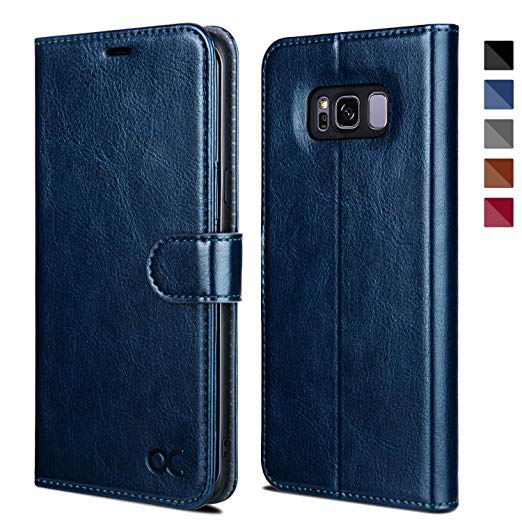 OCASE Samsung Galaxy S8 Plus Case, Premium Leather Flip Wallet Case with [Card Slots] [Kickstand Feature] [Magnetic Closure] For Samsung Galaxy S8 Plus Devices (6.2inch) - Blue