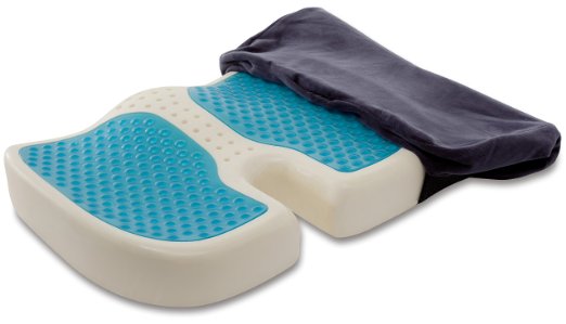 TravelMate Coccyx Orthopedic Gel-enhanced Medium-Firm Comfort Foam Seat Cushion Gray