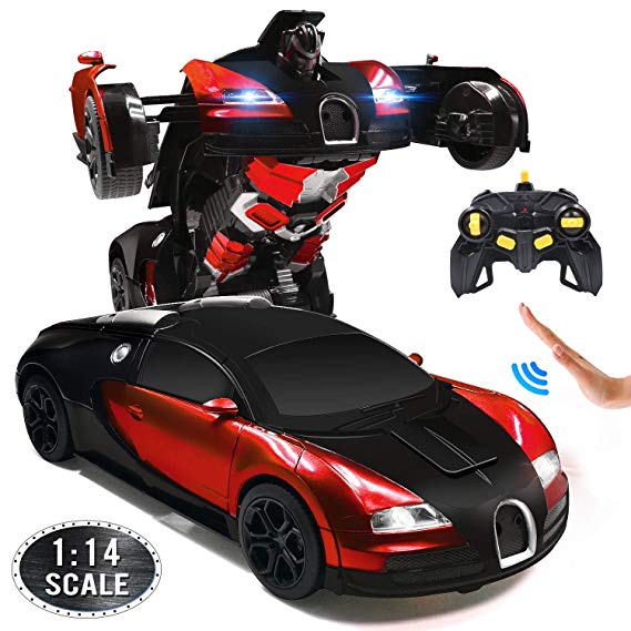 Ursulan RC Cars Robot for Kids Remote Control Car Transformrobot Gesture Sensing Toys with One-Button Deformation and 360°Rotating Drifting 1:14 Scale Best Gift for Boys and Girls- Red