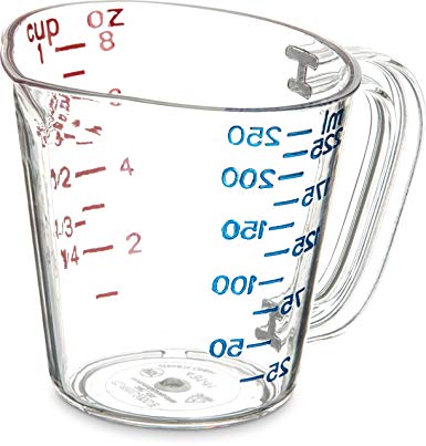 Carlisle 4314107 Commercial Plastic Measuring Cup, 1 Cup, Clear