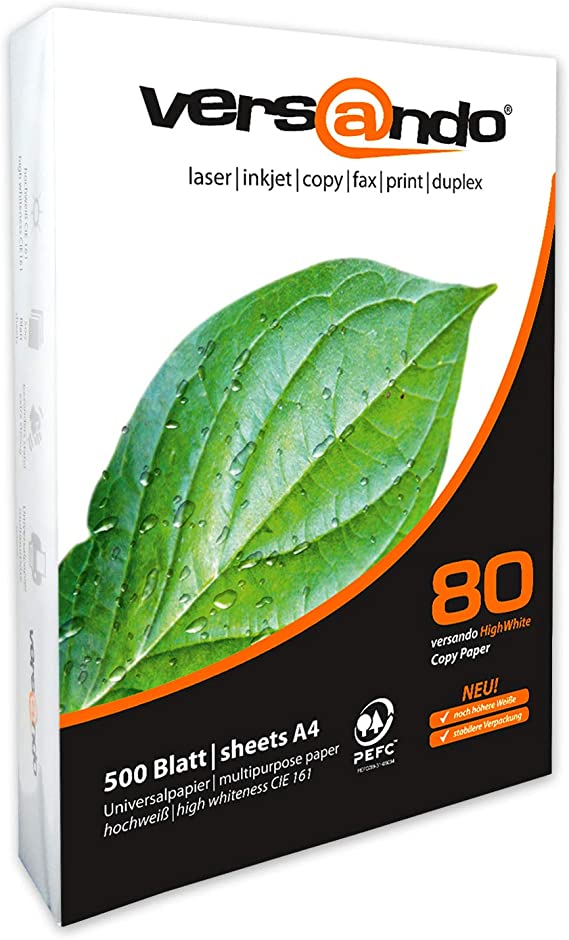 Versando High 80 DIN A4 Printer Paper High White 80 - Standard Packaging (a) 500 Blatt White